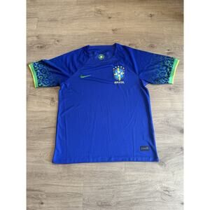 Nike Brazil Futbol CBF away Jersey 2022-2023 World Cup Men’s Large Cheetah Blue